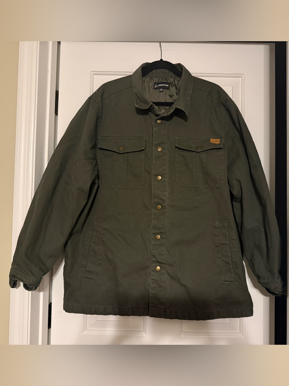 Boeing Men's Canvas Work Jacket Size 2XL Olive Green Quilted Lined Insulated